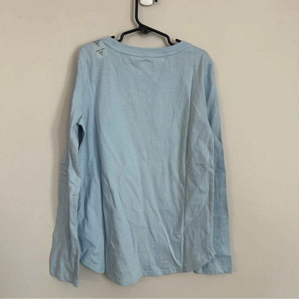 Gap Kids Blue Long Sleeve Flip Sequin Snowflake Crewneck Cotton Shirt Sz L 10